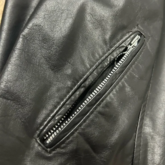 Vintage leather jacket biker jacket size Large heavy duty - Picture 3 of 13